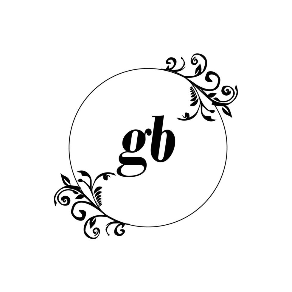 iniziale gb logo monogramma lettera femminile eleganza vettore