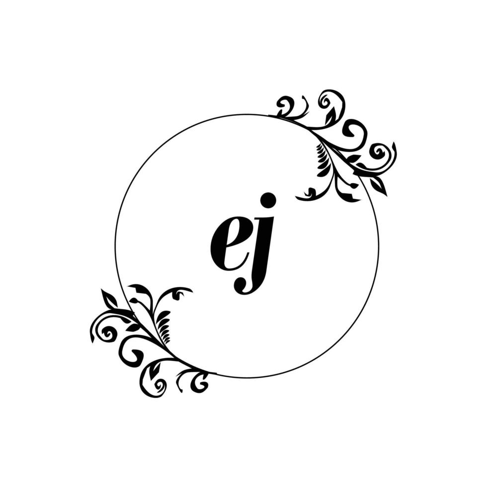 iniziale ej logo monogramma lettera femminile eleganza vettore