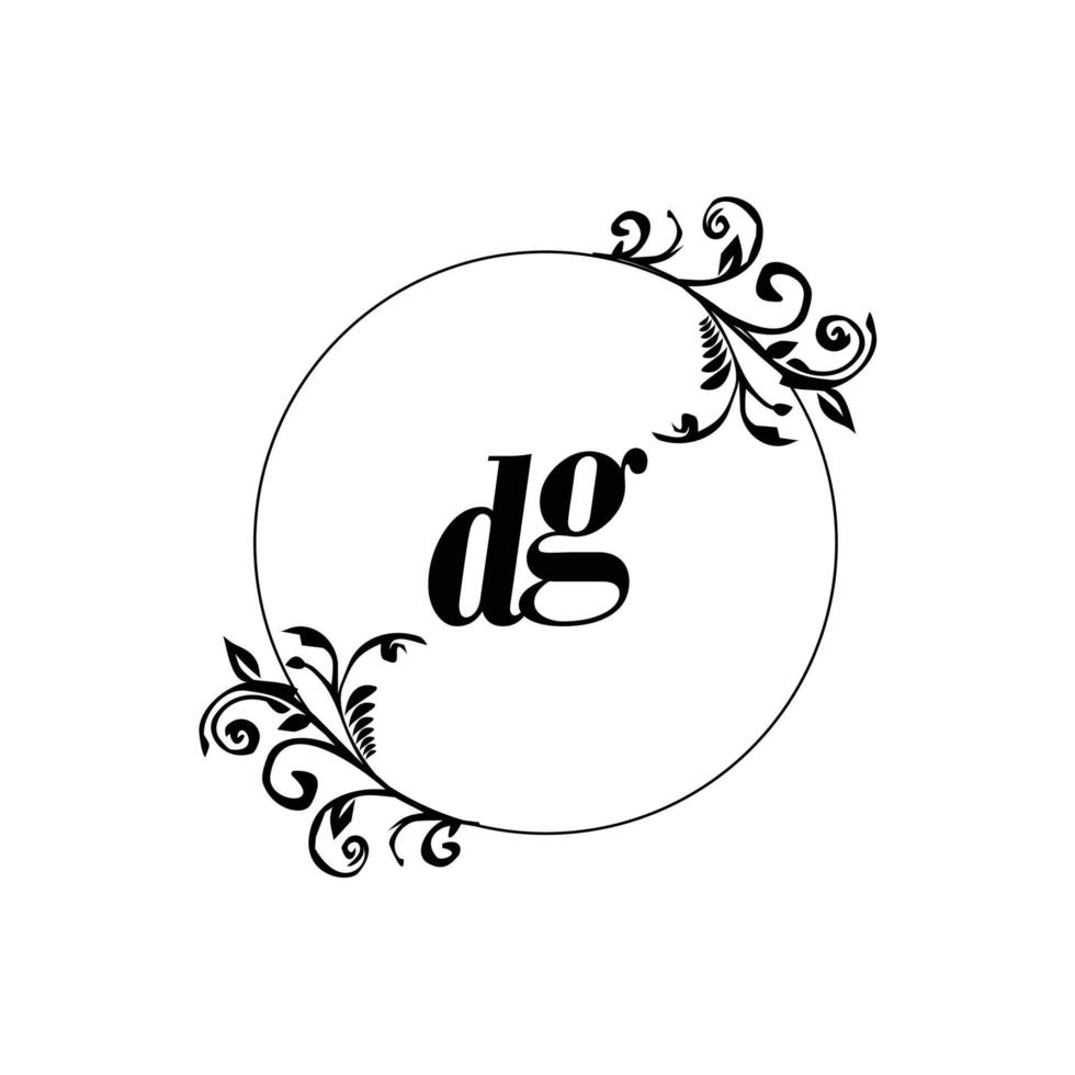 iniziale dg logo monogramma lettera femminile eleganza vettore