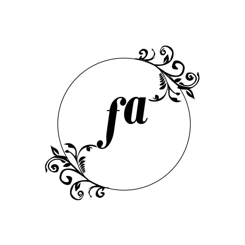 iniziale fa logo monogramma lettera femminile eleganza vettore