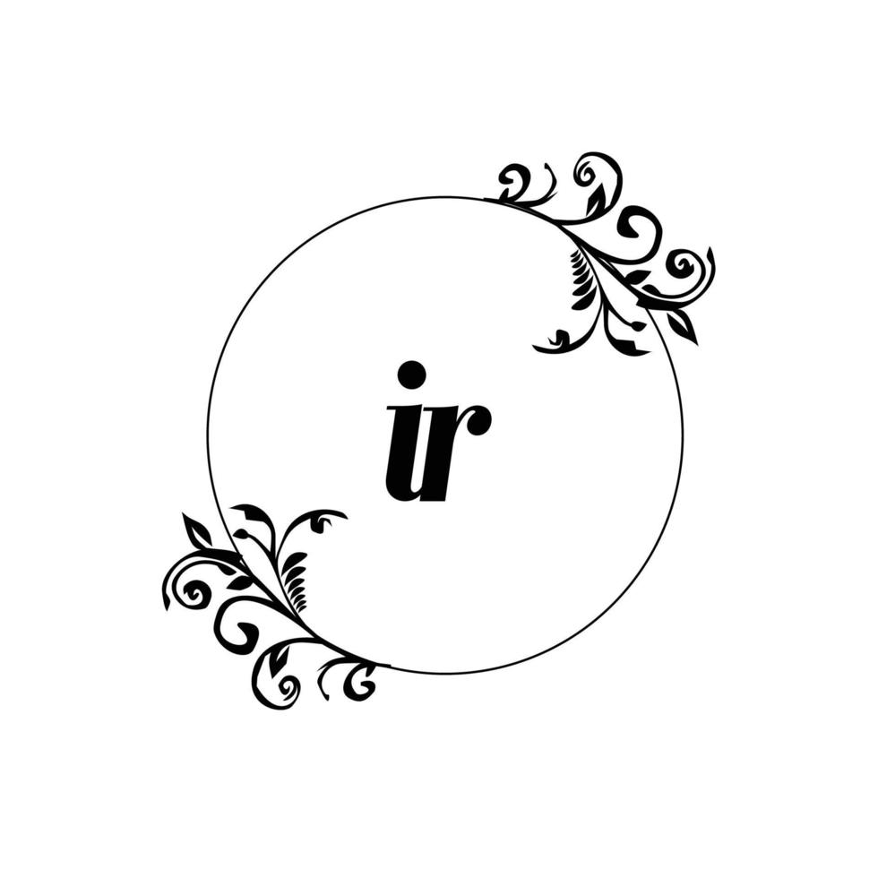 iniziale ir logo monogramma lettera femminile eleganza vettore