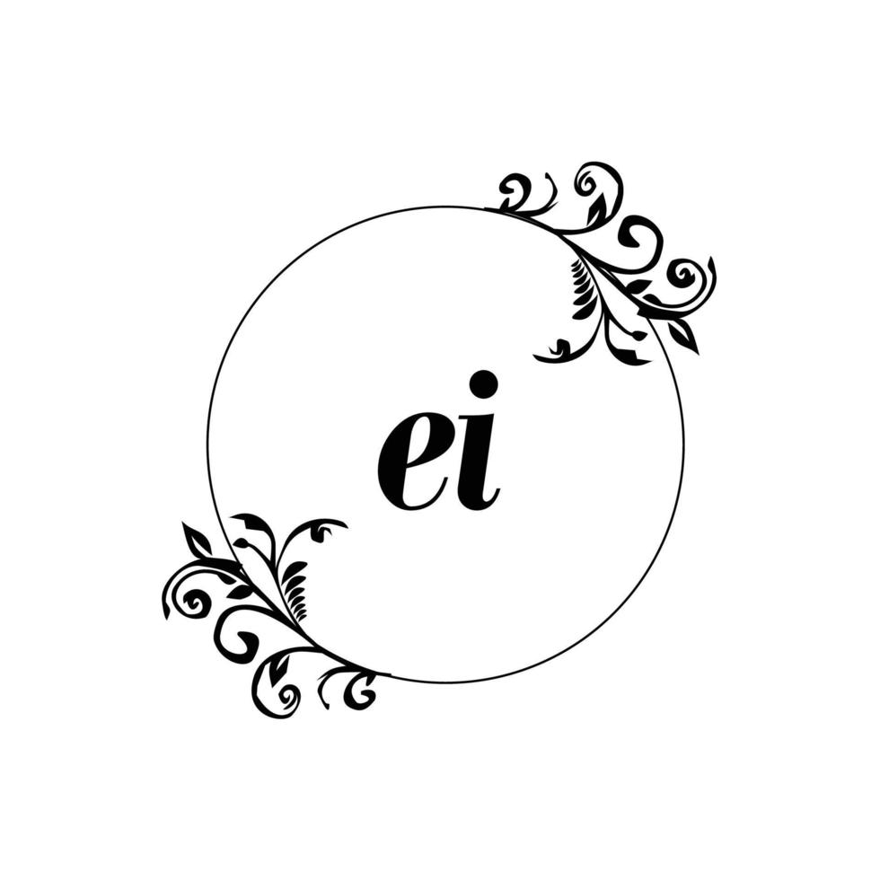 iniziale EI logo monogramma lettera femminile eleganza vettore