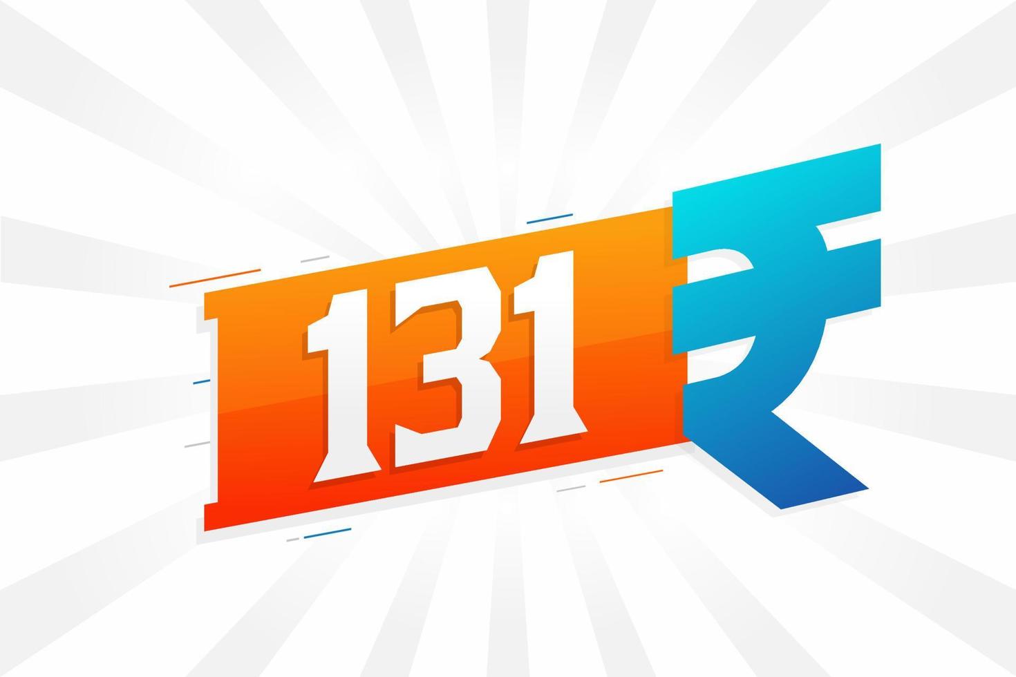 131 rupia simbolo grassetto testo vettore Immagine. 131 indiano rupia moneta cartello vettore illustrazione