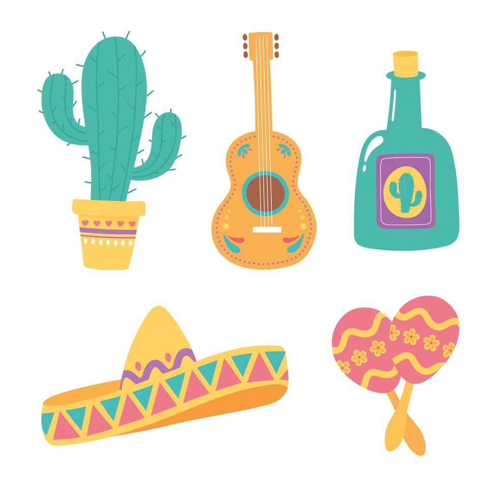 set di icone culturali messicane vettore