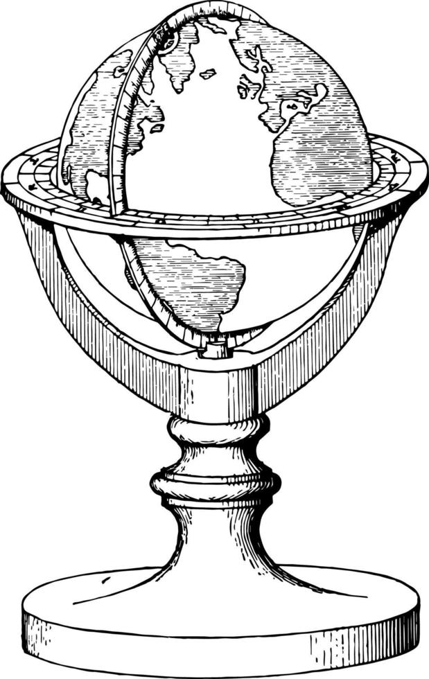 terrestre globo o artificiale sfera, Vintage ▾ incisione. vettore