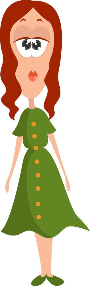 ragazza nel un' verde vestito ,illustrazione,vettore su bianca sfondo vettore