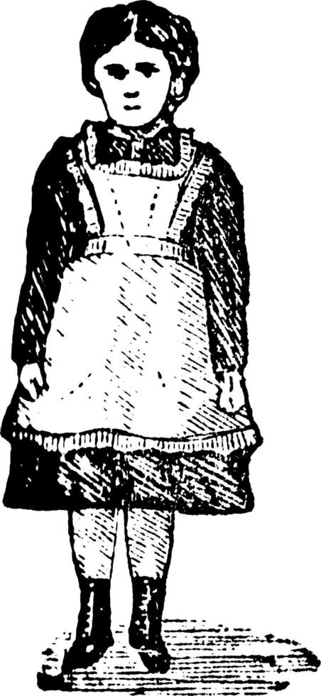 ragazza in piedi, Vintage ▾ illustrazione. vettore