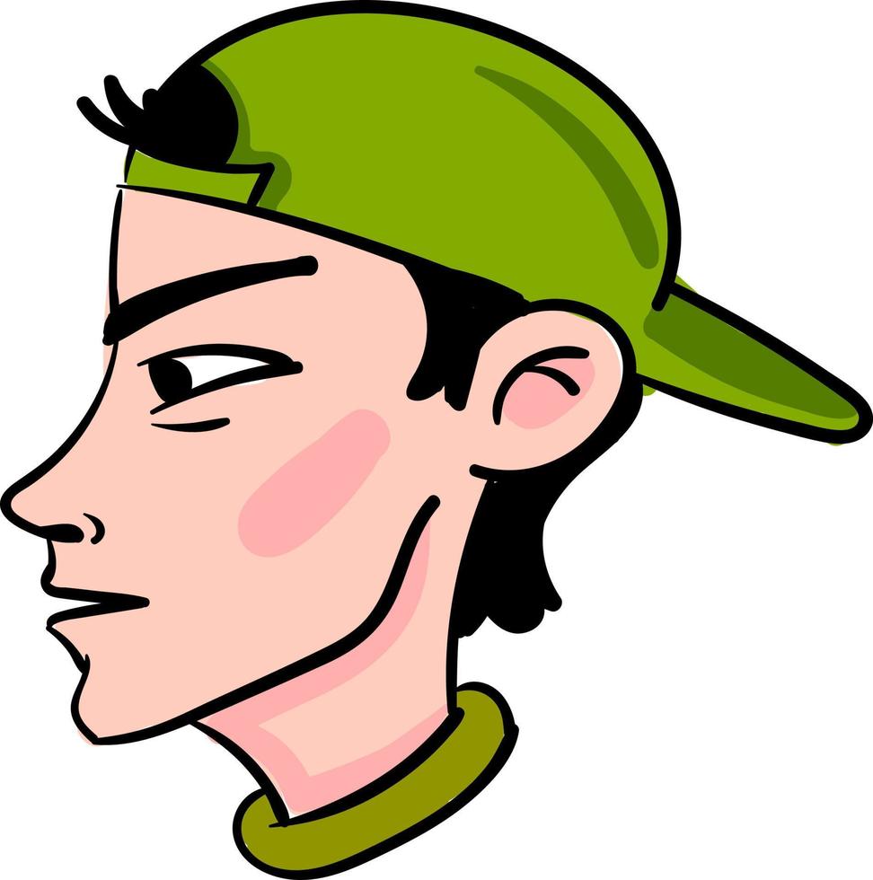 ragazzo con verde cappello, illustrazione, vettore su bianca sfondo