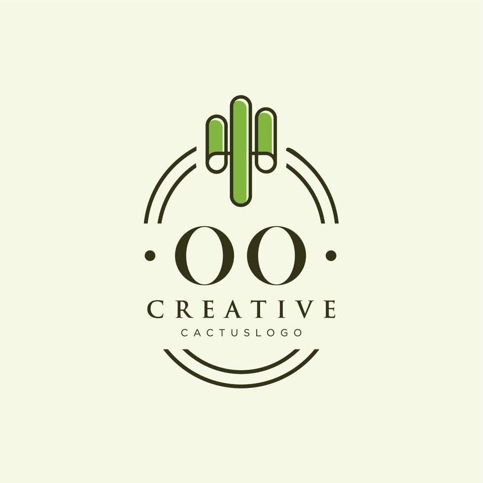 oo iniziale lettera verde cactus logo vettore