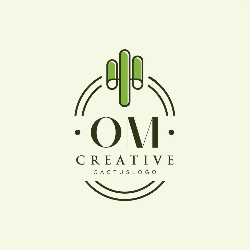 om iniziale lettera verde cactus logo vettore