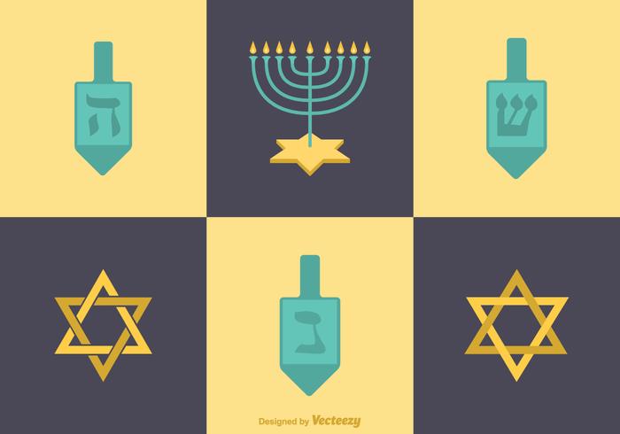 Icone di Hanukkah piatte vettoriali gratis