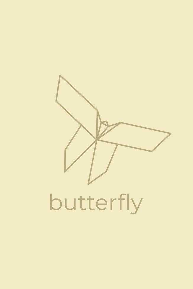 farfalla origami. astratto linea arte farfalla logo design. animale origami. animale linea arte. animale domestico negozio schema illustrazione. vettore illustrazione