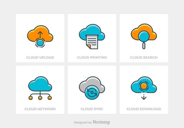 Icone vettoriali gratis tecnologia cloud