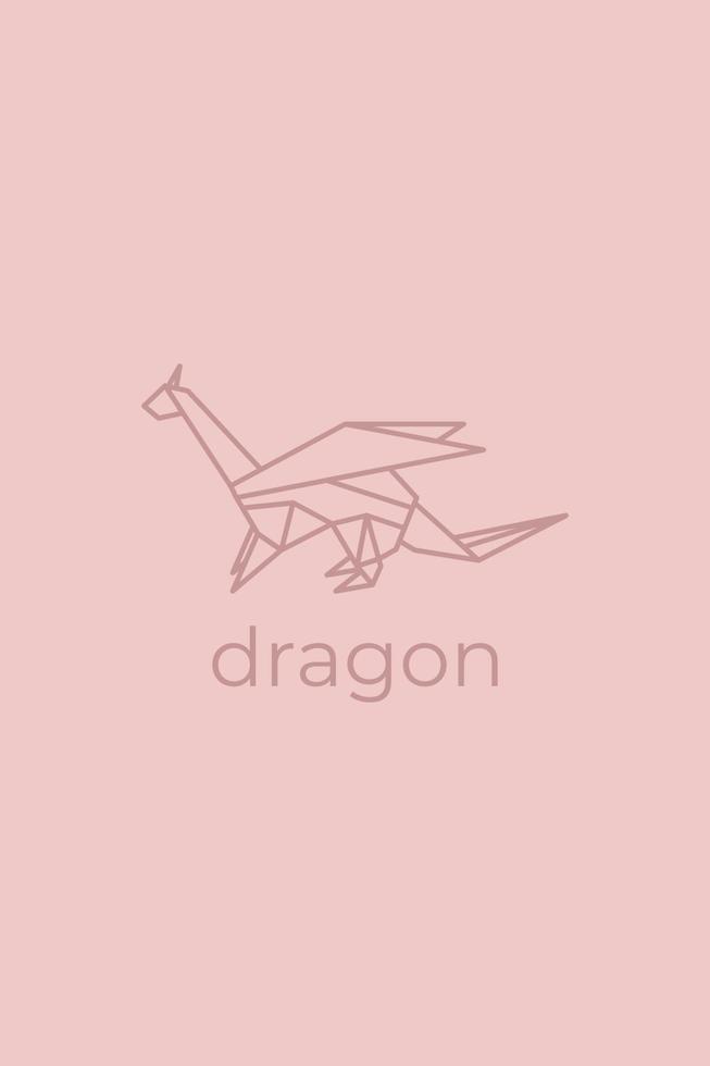 Drago origami. astratto linea arte Drago logo design. animale origami. animale linea arte. animale domestico negozio schema illustrazione. vettore illustrazione