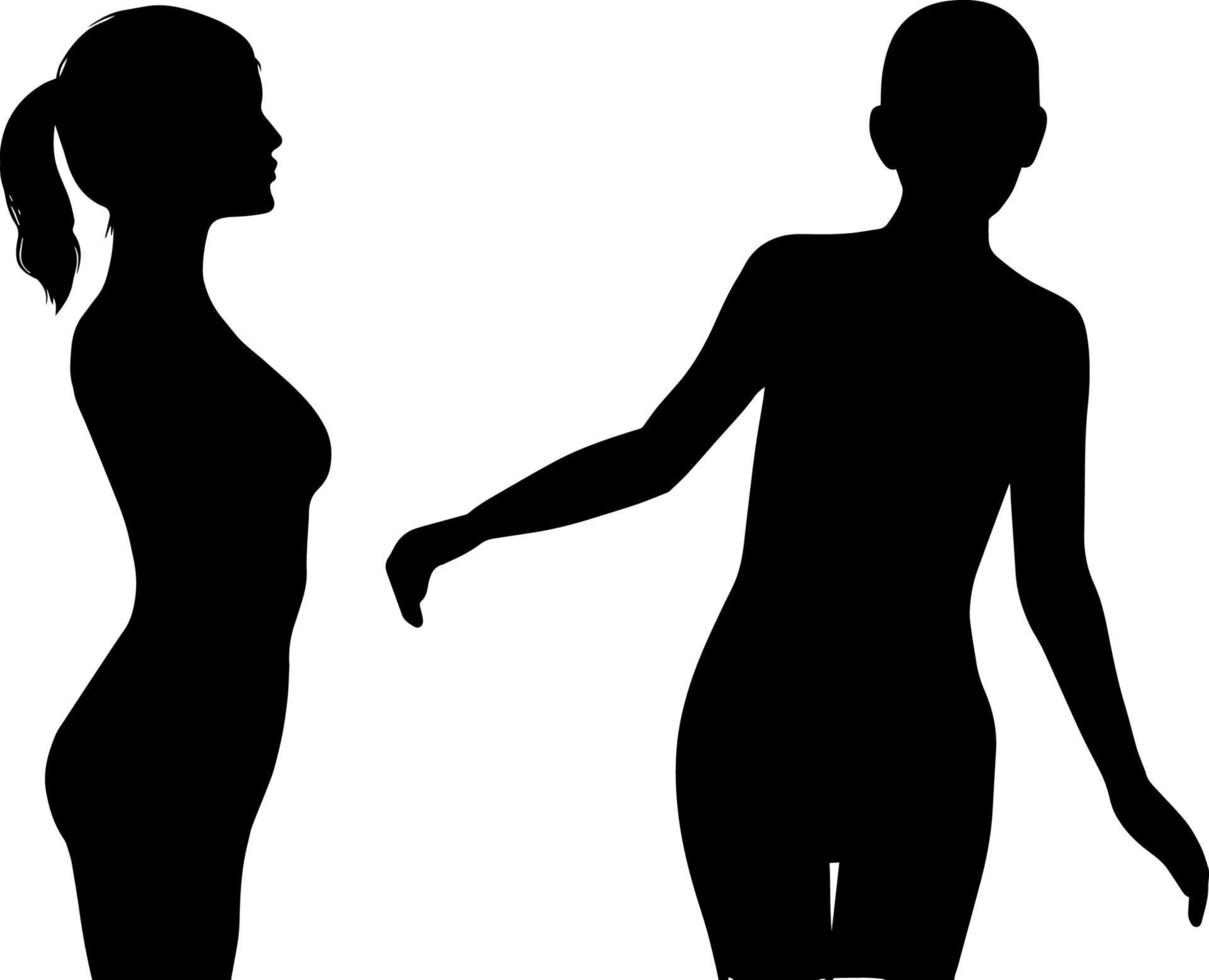 silhouette di un' ragazza. nero e bianca vettore disegno. per colorazione e illustrazione libri.