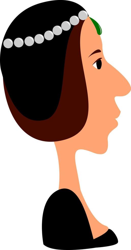 donna con nero capelli, illustrazione, vettore su bianca sfondo.