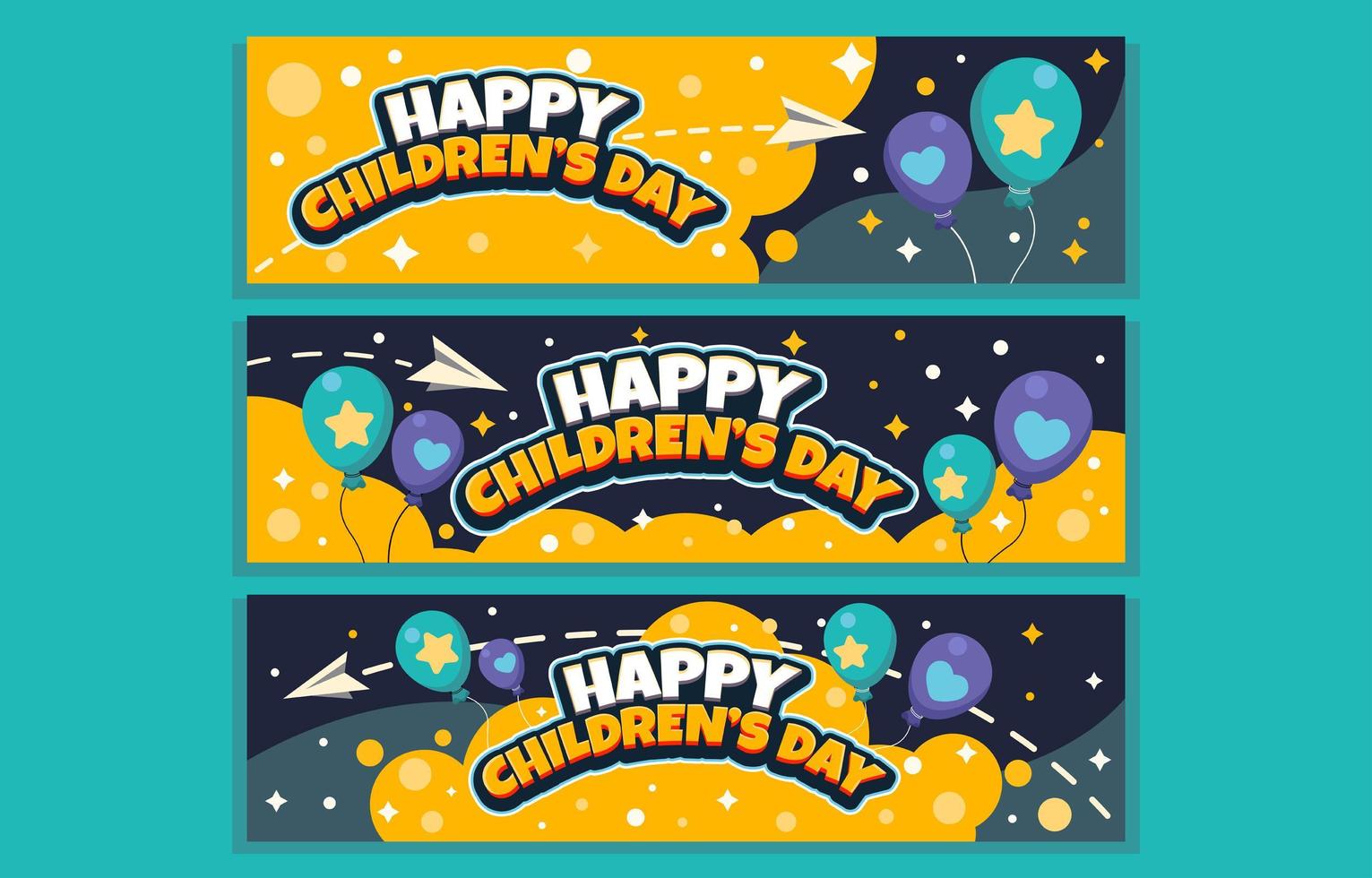 banner giallo per celebrare la giornata dei bambini vettore