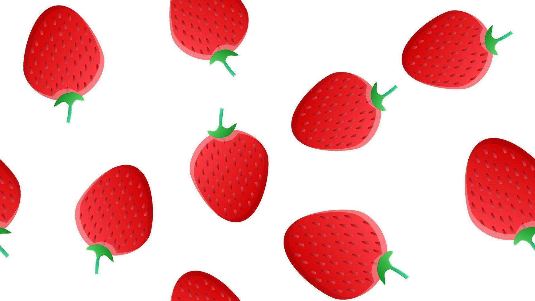 fragole su un' giallo sfondo, vettore illustrazione, modello. delizioso dolce bacca. senza soluzione di continuità illustrazione, sfondo, elegante arredamento con frutti di bosco