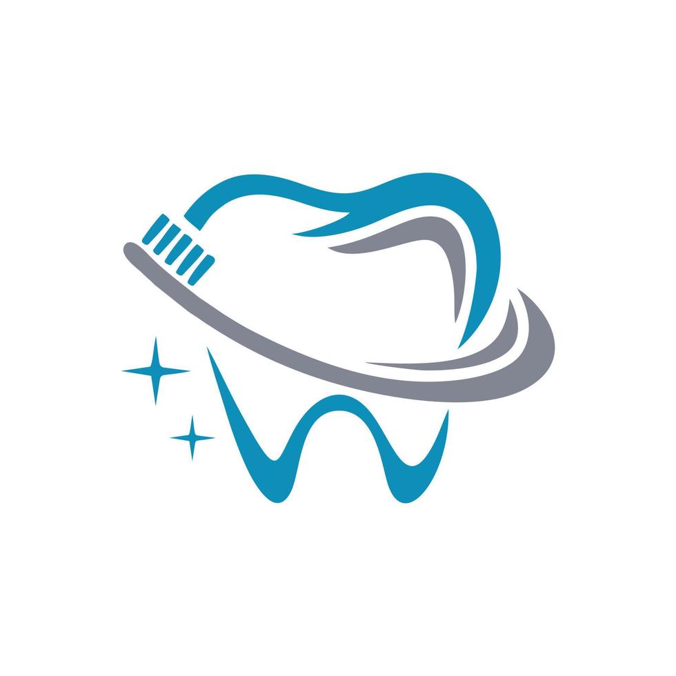 logo illustrazione di un' combinazione di denti e spazzolino, molto adatto per dentale aziende vettore