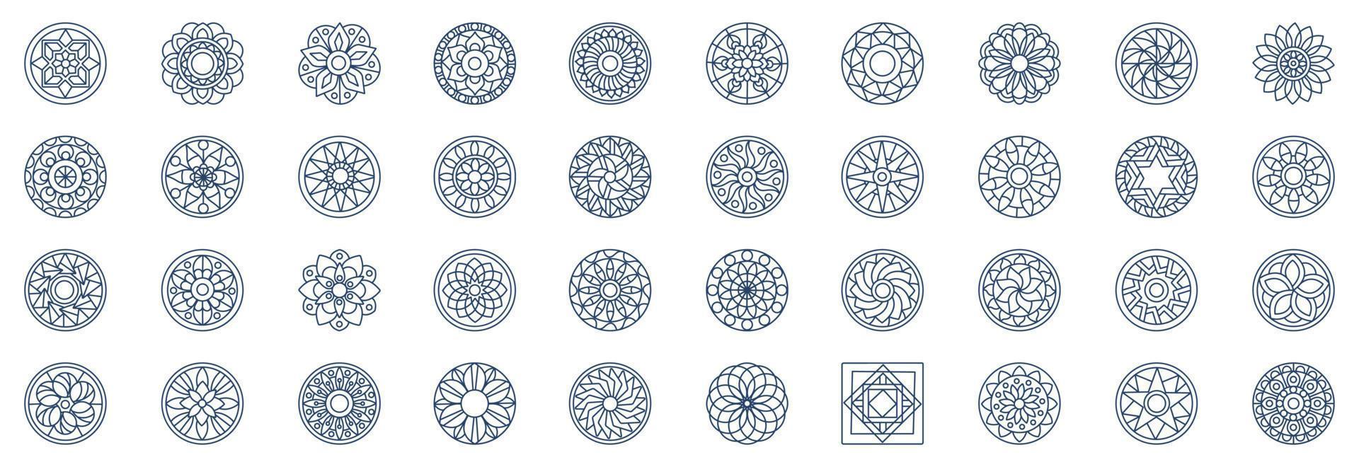 collezione di icone relazionato per mandala, Compreso icone piace modello, induismo, geometrico forma, astratto e di più. vettore illustrazioni, pixel Perfetto impostato