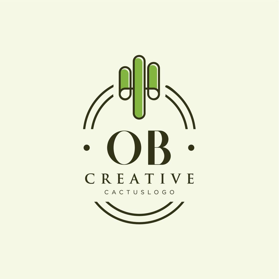 ob iniziale lettera verde cactus logo vettore