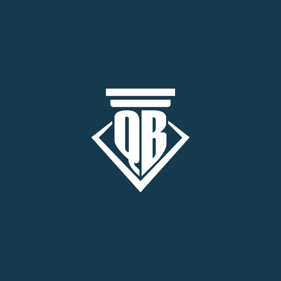 qb iniziale monogramma logo per legge ditta, avvocato o avvocato con pilastro icona design vettore