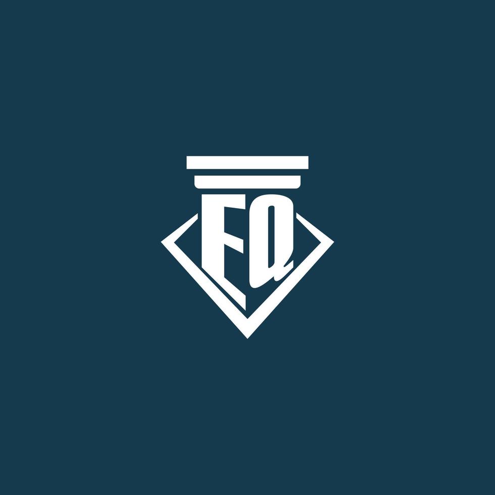 eq iniziale monogramma logo per legge ditta, avvocato o avvocato con pilastro icona design vettore