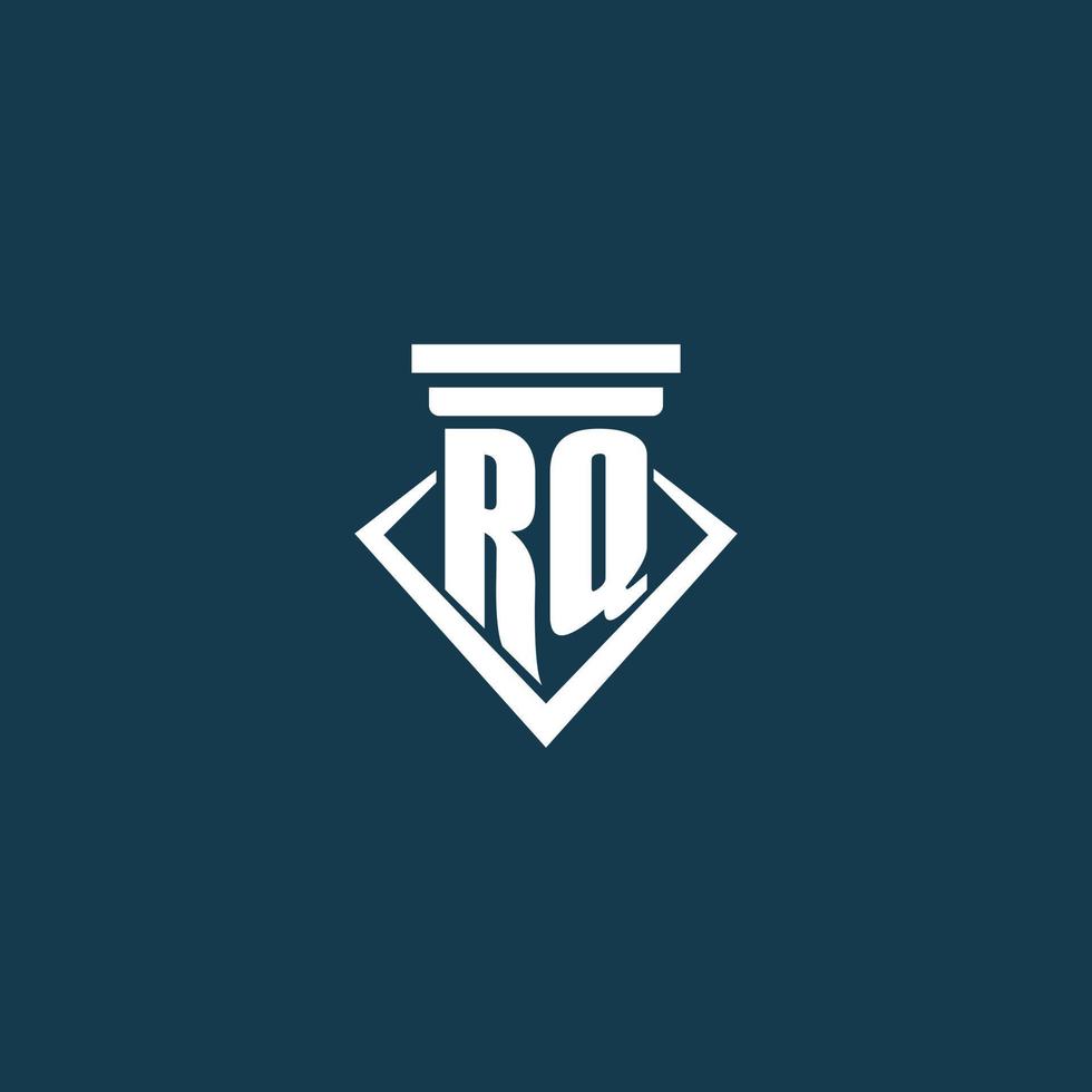 rq iniziale monogramma logo per legge ditta, avvocato o avvocato con pilastro icona design vettore