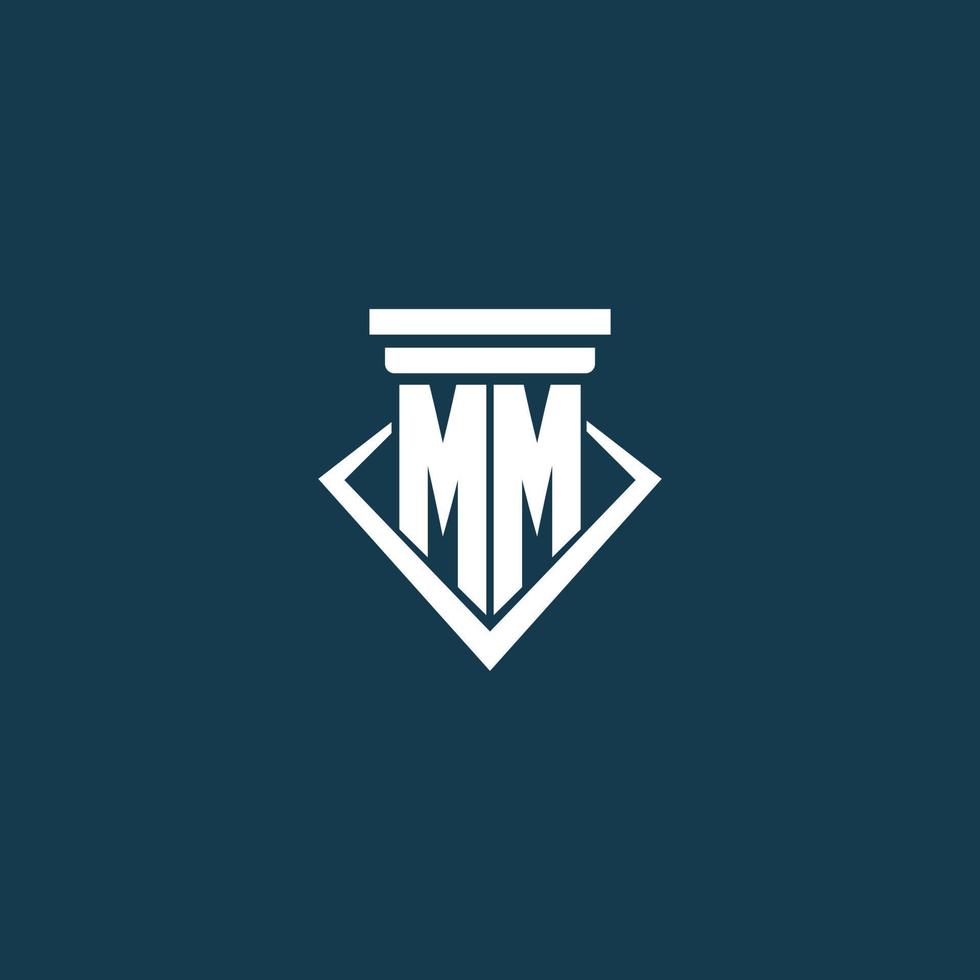 mm iniziale monogramma logo per legge ditta, avvocato o avvocato con pilastro icona design vettore