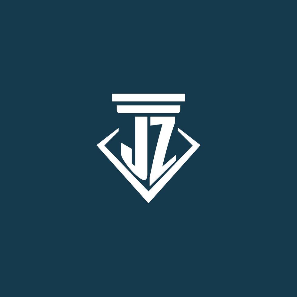 jz iniziale monogramma logo per legge ditta, avvocato o avvocato con pilastro icona design vettore