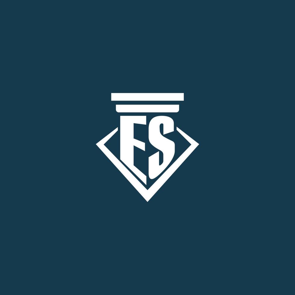 es iniziale monogramma logo per legge ditta, avvocato o avvocato con pilastro icona design vettore