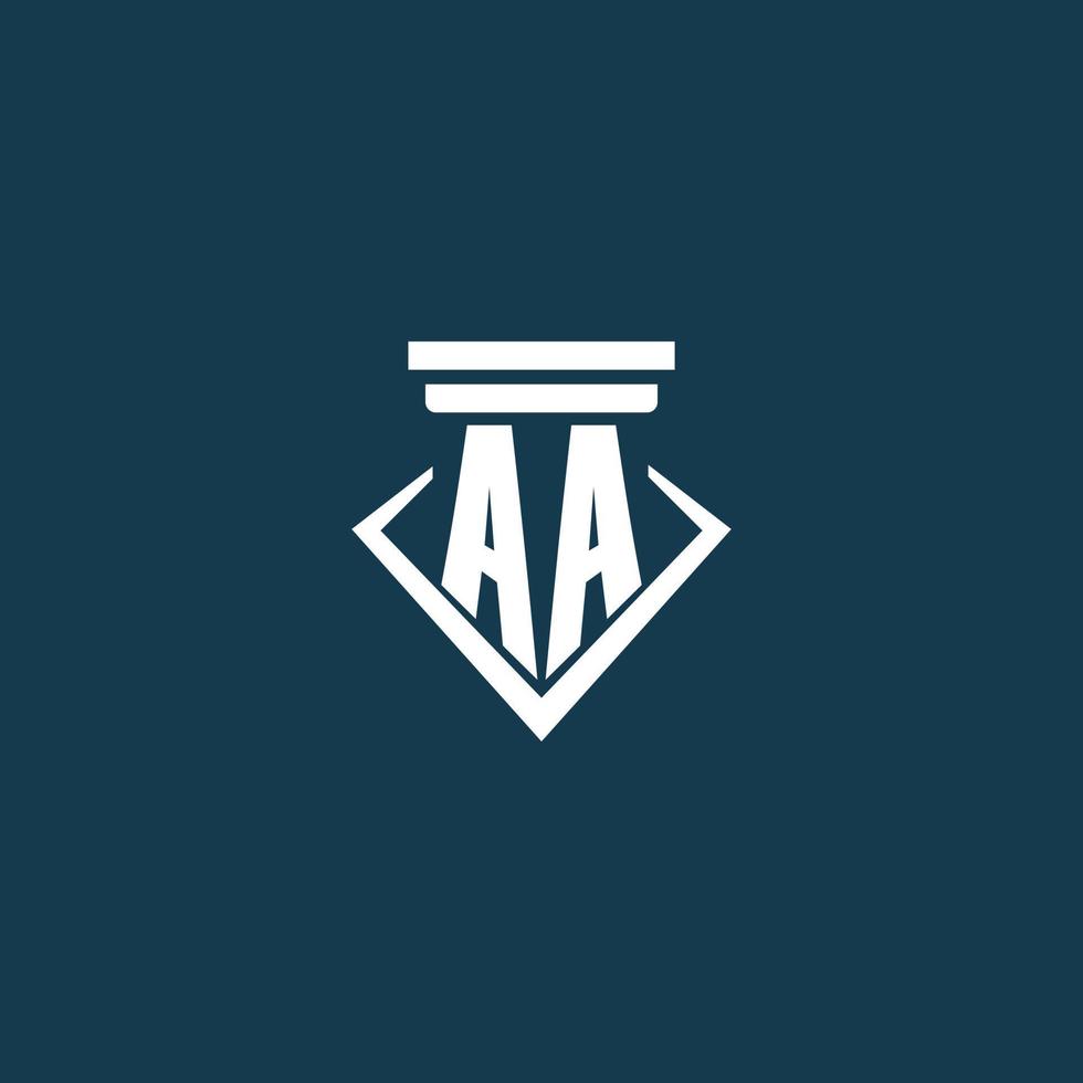 aa iniziale monogramma logo per legge ditta, avvocato o avvocato con pilastro icona design vettore