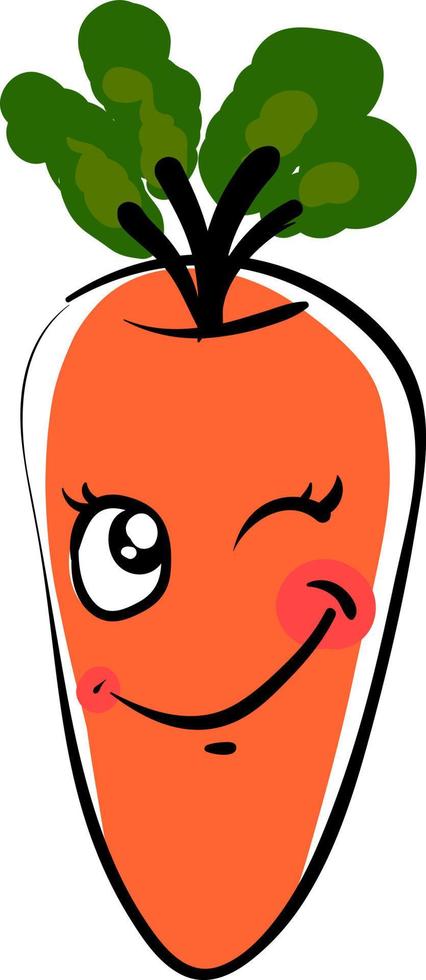 strizzando l'occhio carota, illustrazione, vettore su bianca sfondo.