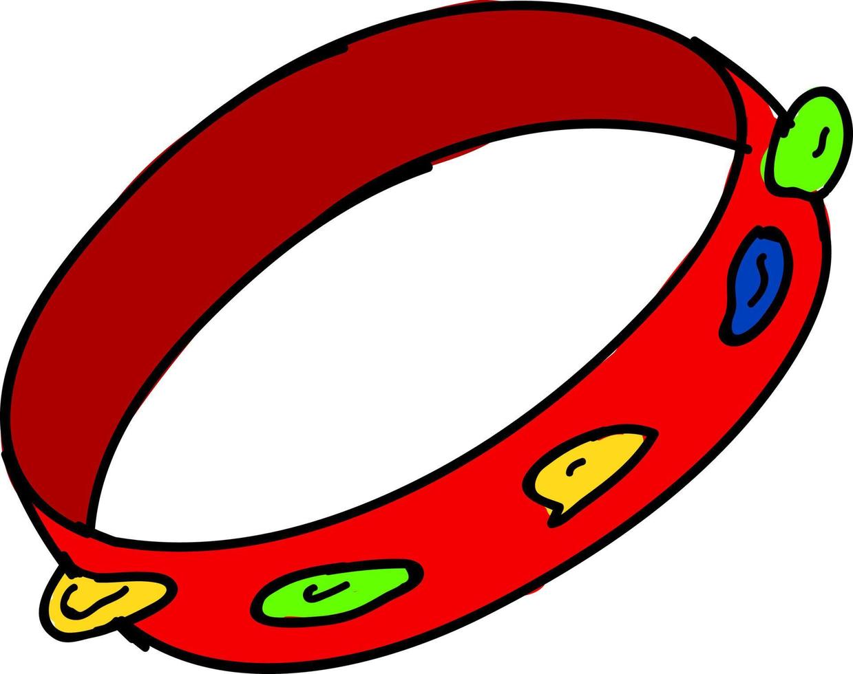 rosso tamburello, illustrazione, vettore su bianca sfondo.