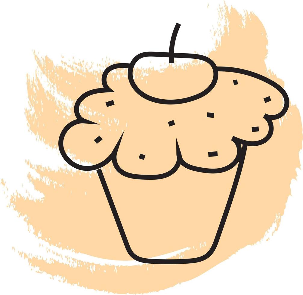Cupcake con un' ciliegia su superiore, icona illustrazione, vettore su bianca sfondo
