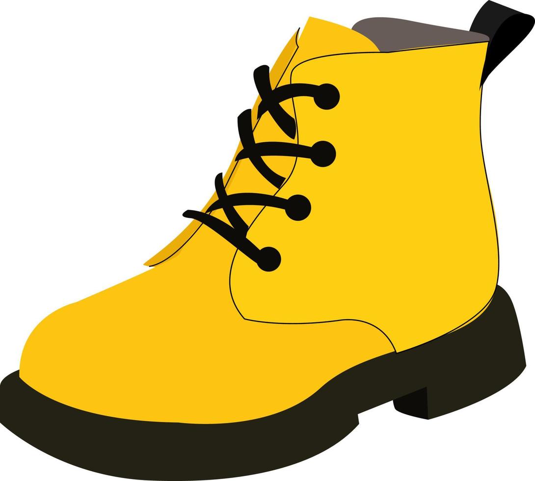giallo inverno scarpe, illustrazione, vettore su bianca sfondo.