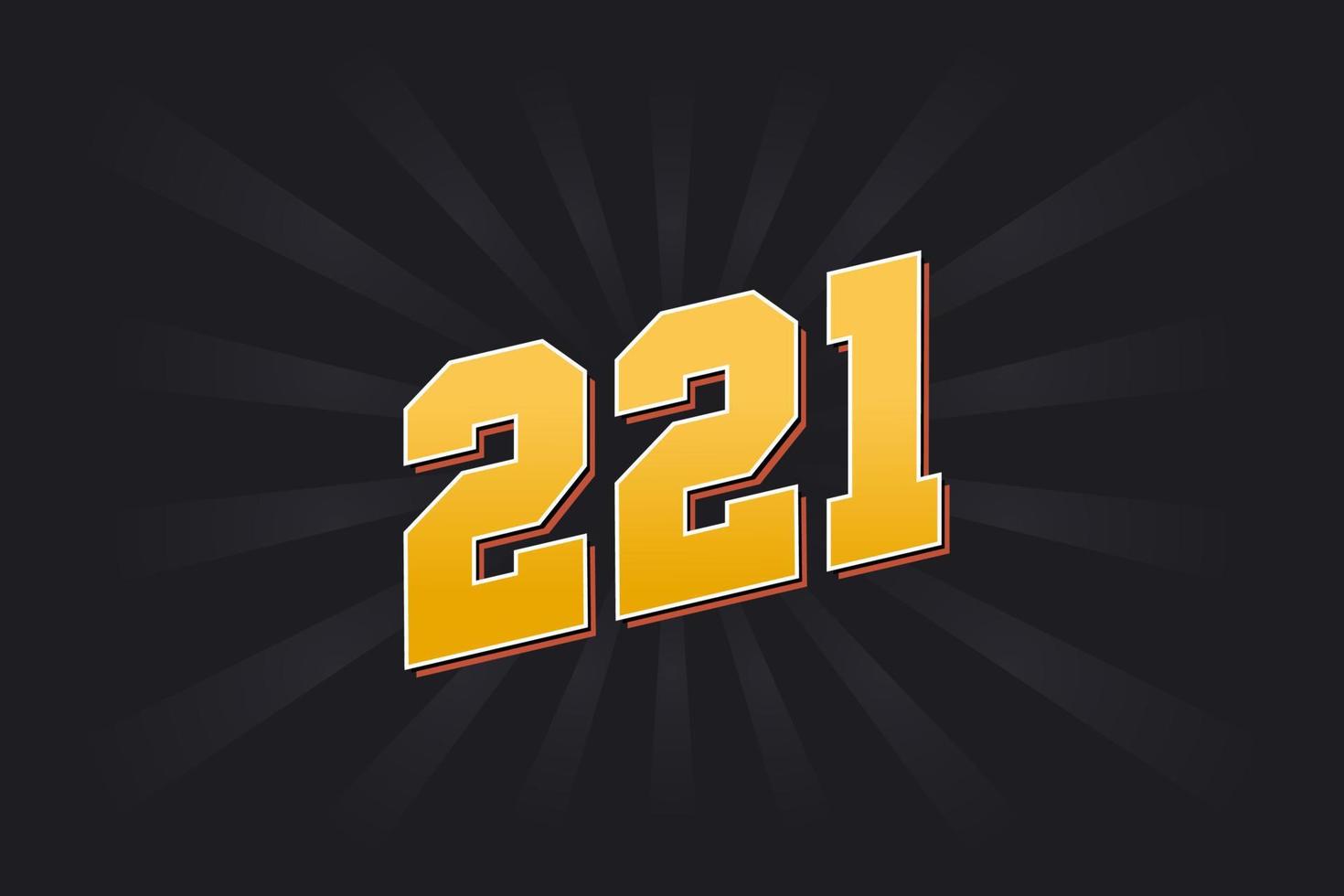 numero 221 vettore font alfabeto. giallo 221 numero con nero sfondo