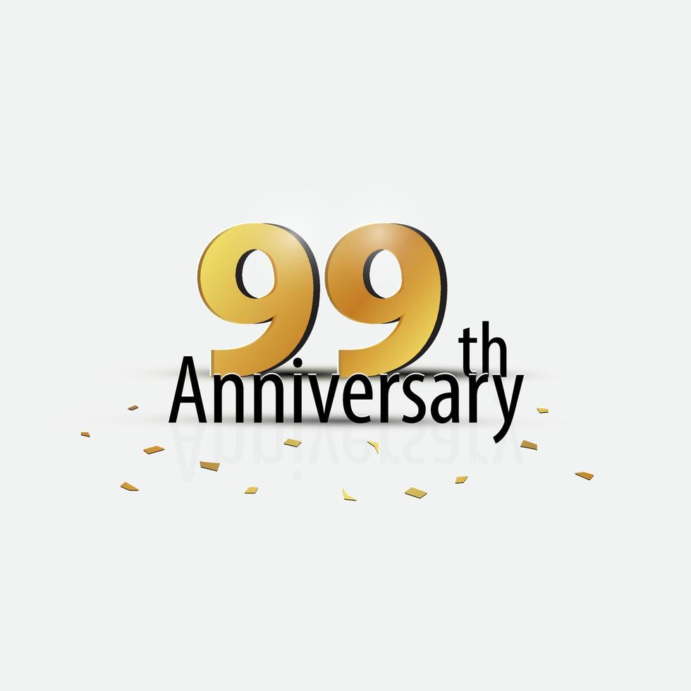 oro 99th anno anniversario celebrazione elegante logo bianca sfondo vettore