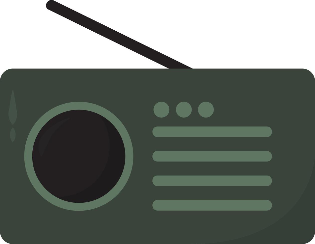 vecchio verde Radio, illustrazione, vettore su bianca sfondo.