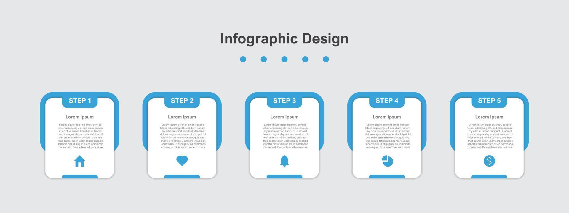 cinque passaggi blu astratto attività commerciale Infografica modello vettore