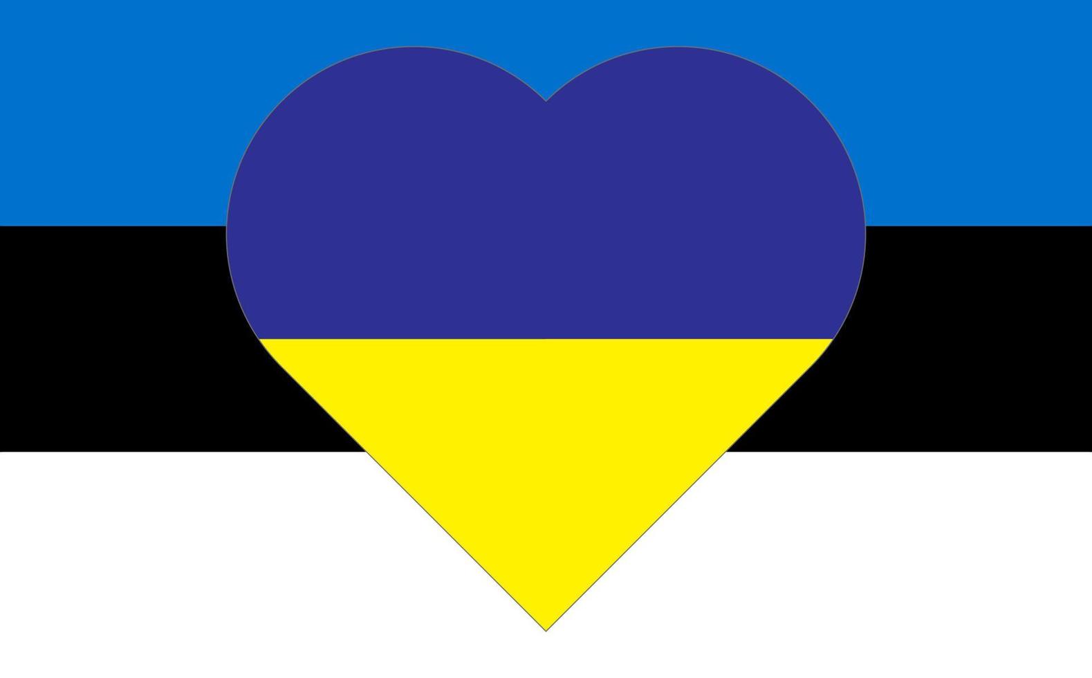 un' cuore dipinto nel il colori di il bandiera di Ucraina su il bandiera di Estonia. vettore illustrazione di un' blu e giallo cuore su il nazionale simbolo.