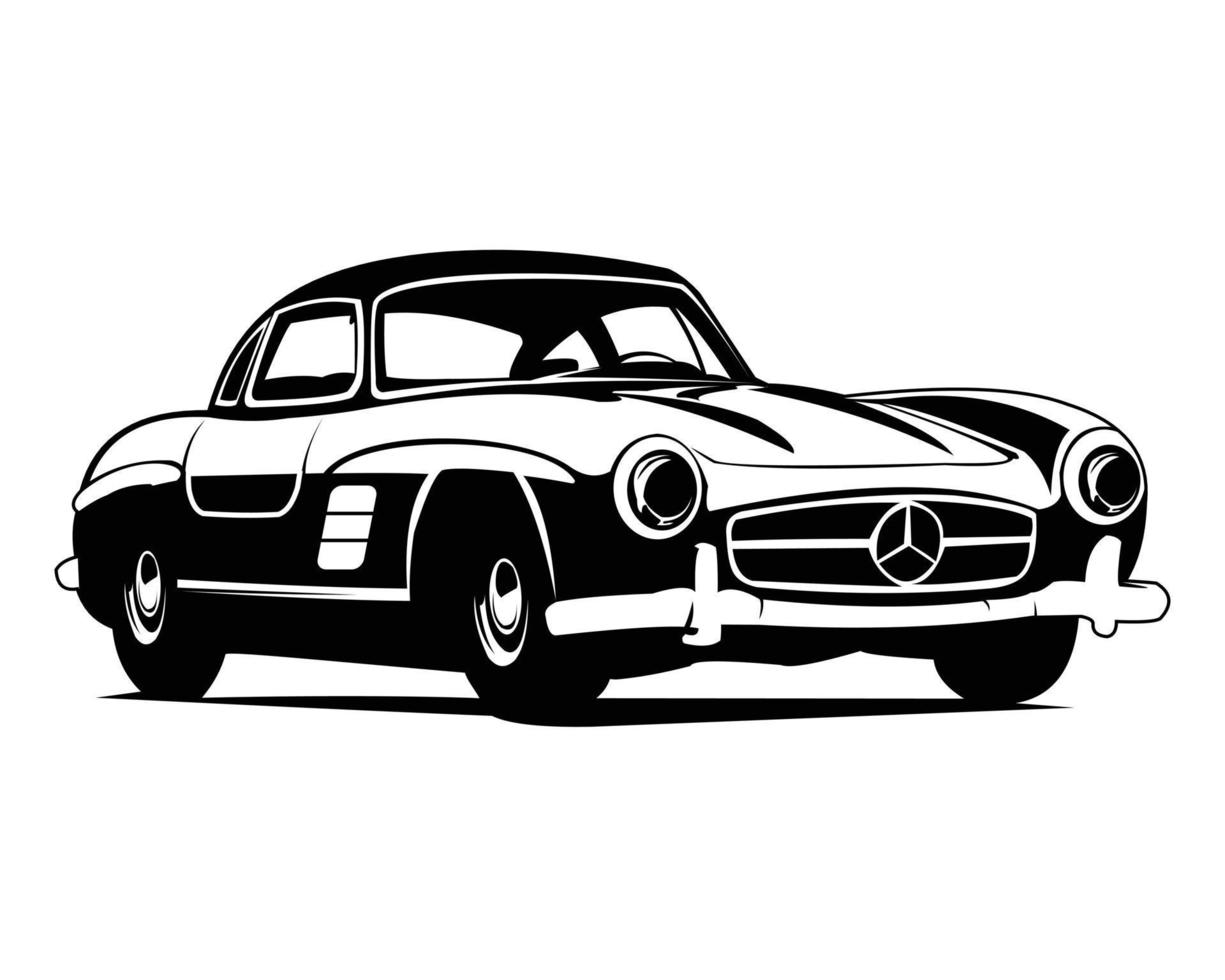 vecchio mercedes-benz auto isolato su bianca sfondo migliore lato Visualizza per distintivo, emblema, icona. vettore grafico design illustrazione.