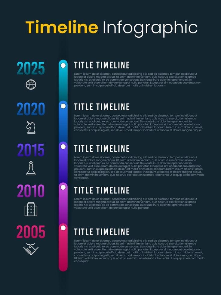 azienda pietre miliari sequenza temporale modello con piatto icone. Infografica sequenza temporale. vettore illustrazione.