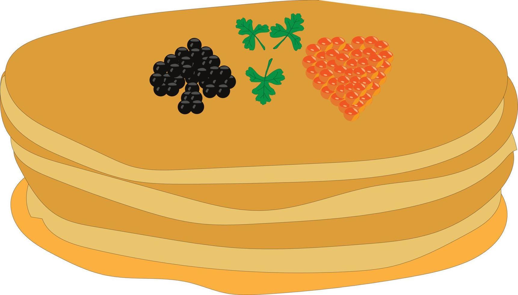 pila di Pancakes con caviale. vettore illustrazione.