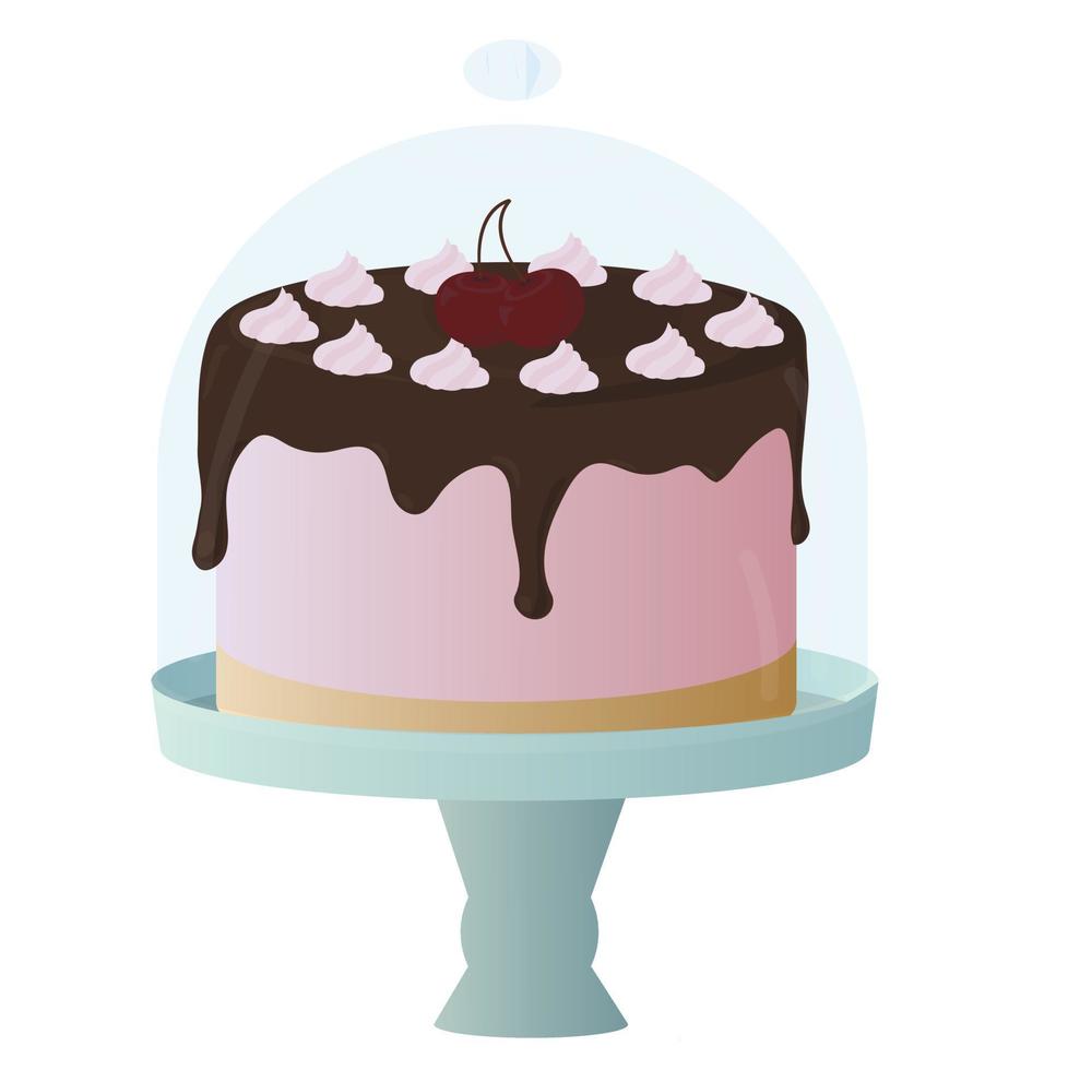 ciliegia torta con cioccolato. vettore illustrazione.