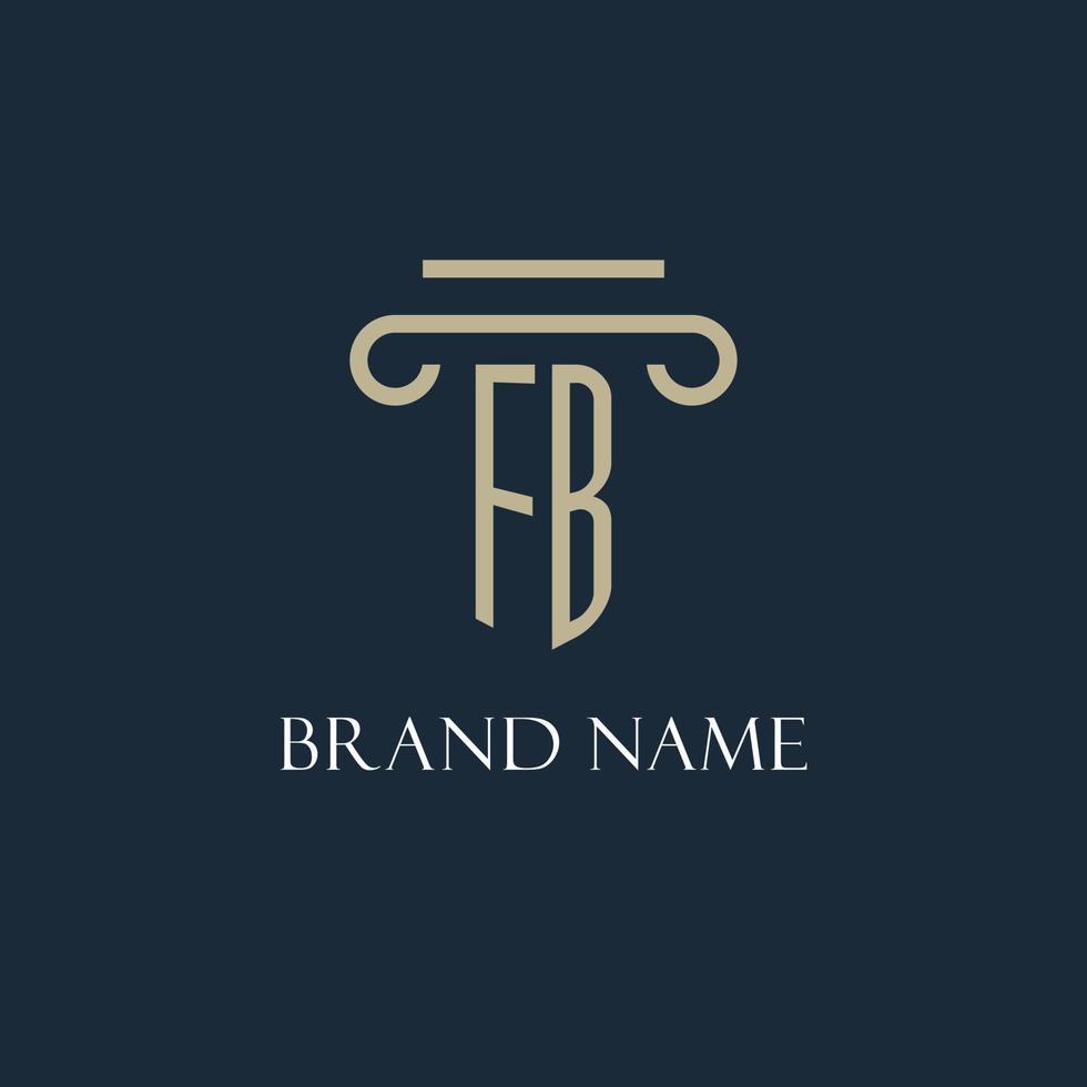 fb iniziale logo per avvocato, legge ditta, legge ufficio con pilastro icona design vettore