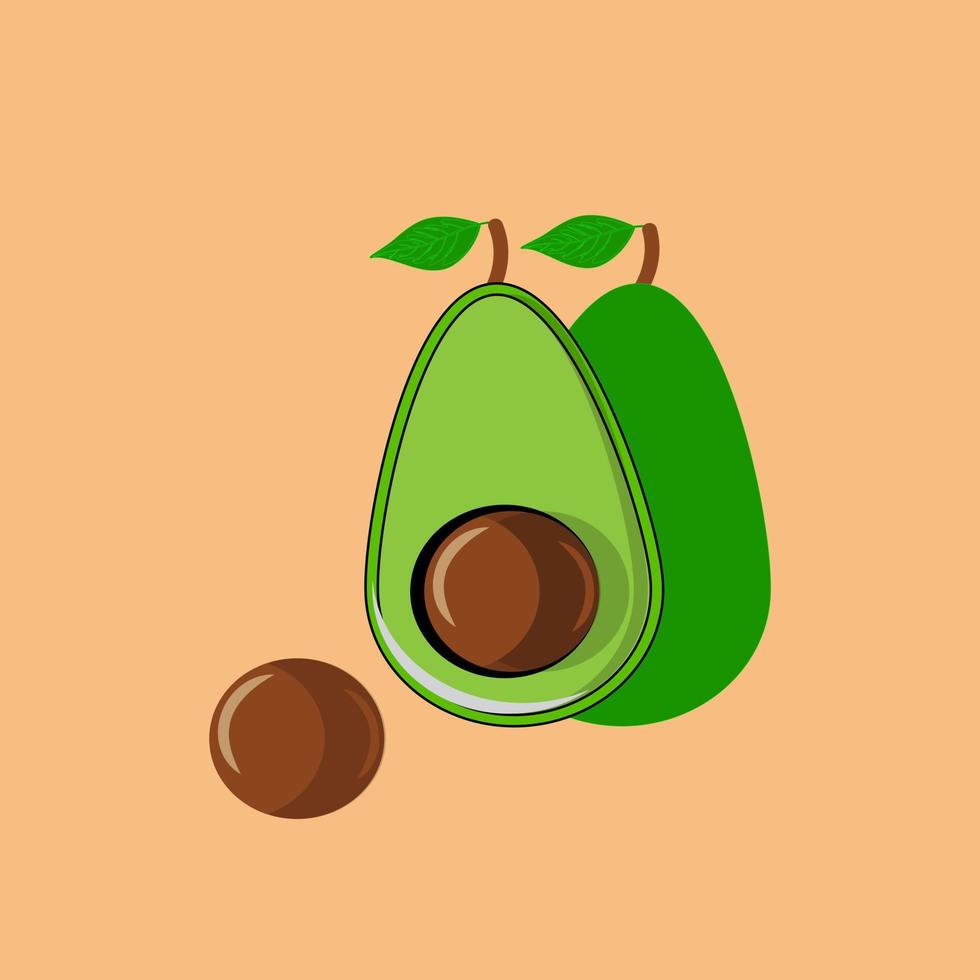 avocado illustrazioni isolato su bianca sfondo. fetta e totale frutta. vegetariano cibo vettore nel carino cartone animato stile.