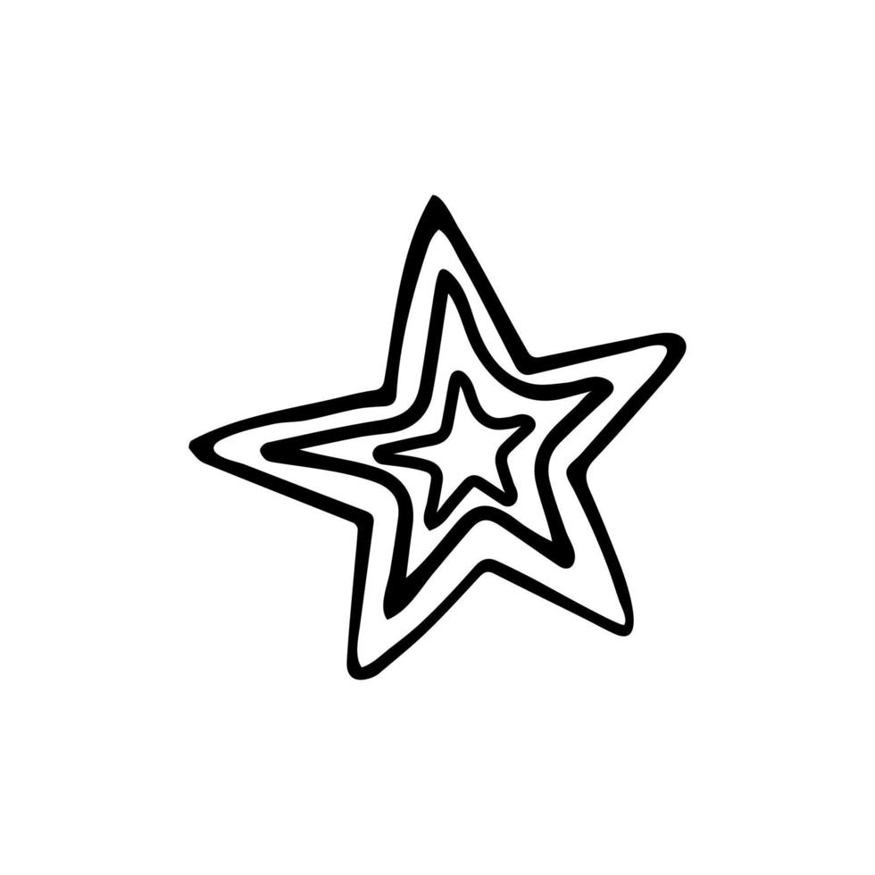 mano disegnato scarabocchio stella. stella forma per design. isolato su bianca sfondo vettore