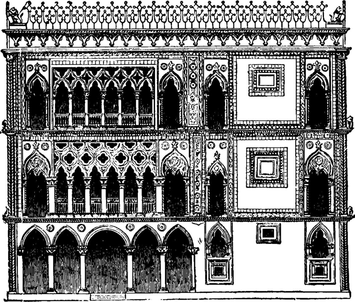 Venezia. Casa di oro, Vintage ▾ illustrazione. vettore