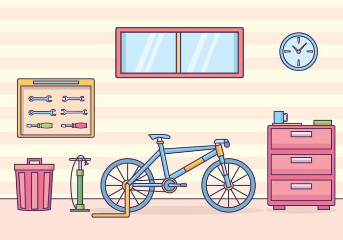 Illustrazione di officina di biciclette vettore